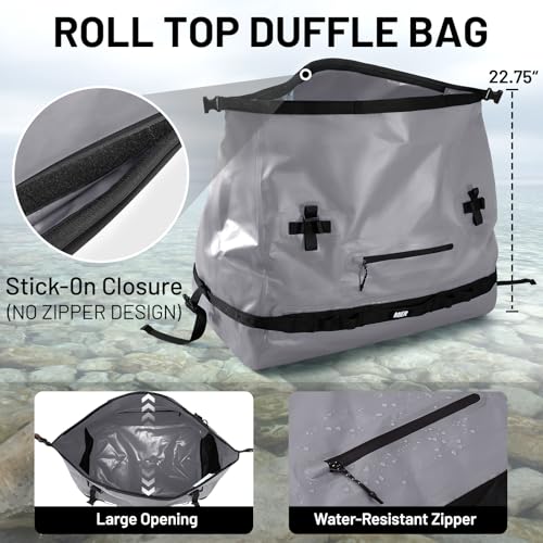 MIER Large Waterproof Duffel Bag Rolltop Dry Backpack Duffle Bags for Kayaking, Rafting, Boating, Swimming, Camping, Travel, Gym, Beach, 80L, Gray - Image 4