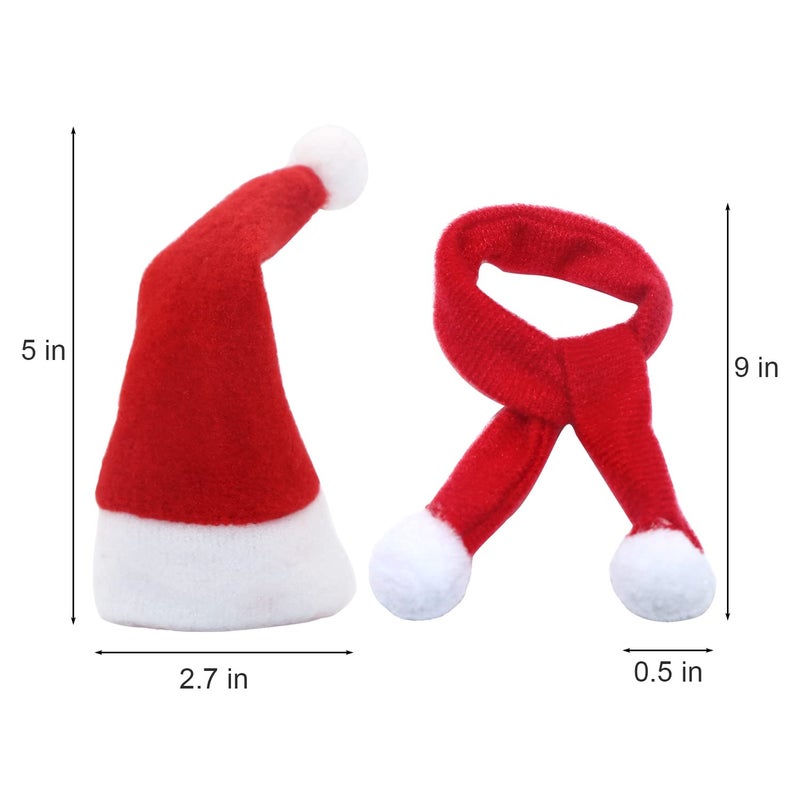 LOOGI Mini Santa Hat and Santa Scarf for Crafts Doll Christmas Decor Wine Bottle Cover 10Pcs - Image 2