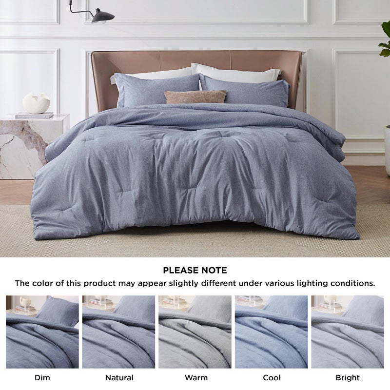 Bedsure 3 Pieces King Size Comforter Set, Cationic Dyed Soft Bedding for All Seasons, 1 Comforter (265 cm x 230 cm) and 2 Pillow Shams (50 cm x 90 cm), Navy Blue - Image 5