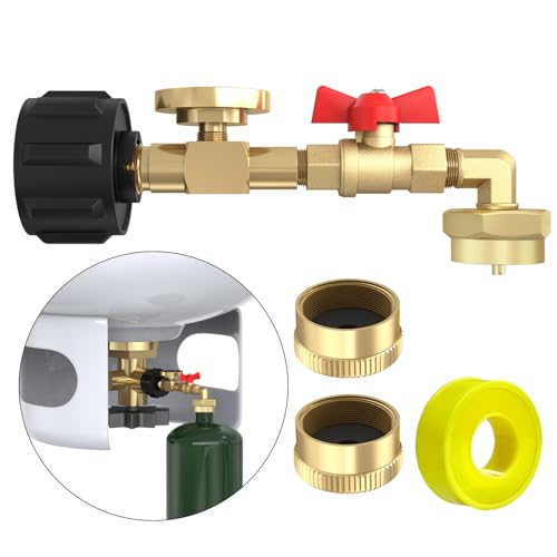 NQN Upgrade QCC1 Propane Refill Elbow Adapter with Propane Tank Gauge 90 Degree Propane Refill Pressure Adapter with ON/Off Control Valve for Camping Grill 1LB Bottle Refilled Gas from 5~40 LBS Cylinder - Image 1
