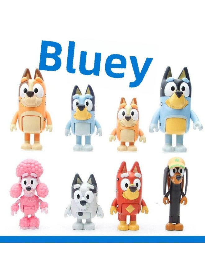 Bruyi A 8 دمية محمولة باليد Bingo Friends Puppy Joint دمية متحركة متحركة - اللون: مجموعة من 8 Blueys (مربع) - Image 2
