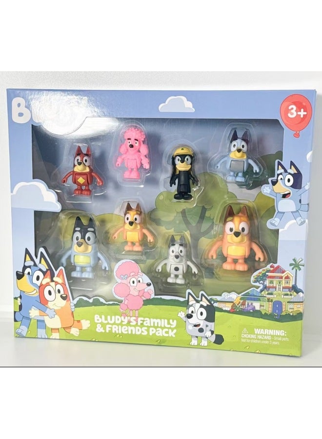 Bruyi A 8 دمية محمولة باليد Bingo Friends Puppy Joint دمية متحركة متحركة - اللون: مجموعة من 8 Blueys (مربع) - Image 1