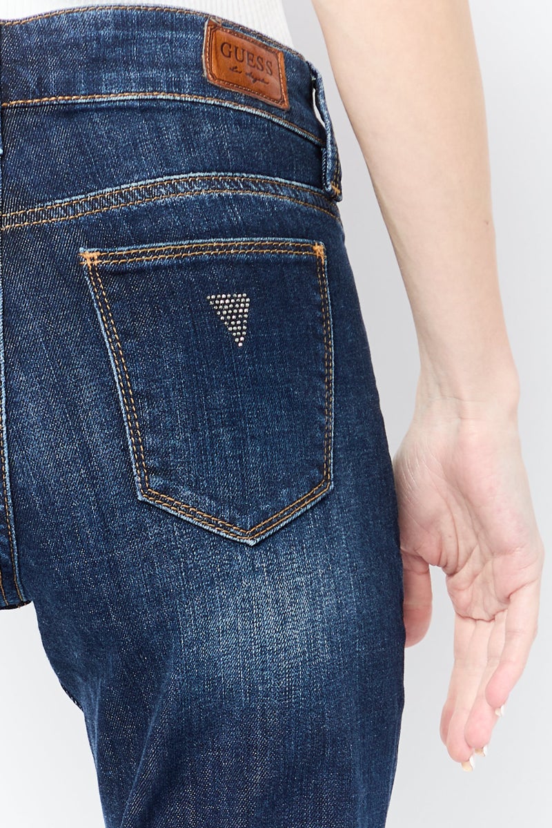GUESS Women Regular Fit Washed Stretchable Jeans, Blue - Image 3