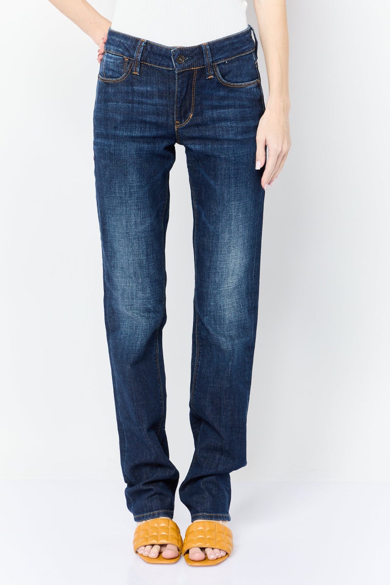 GUESS Women Regular Fit Washed Stretchable Jeans, Blue - Image 1