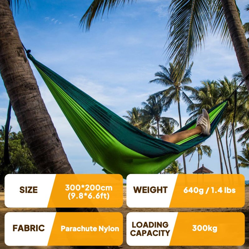 NATUREFUN Ultra-Light Travel Camping Hammock | 300kg Load Capacity,(300x200cm) Breathable,Quick-Drying Parachute Nylon | 2 x Premium Carabiners,2 x Nylon Slings Included | for Outdoor Indoor Garden - Image 2
