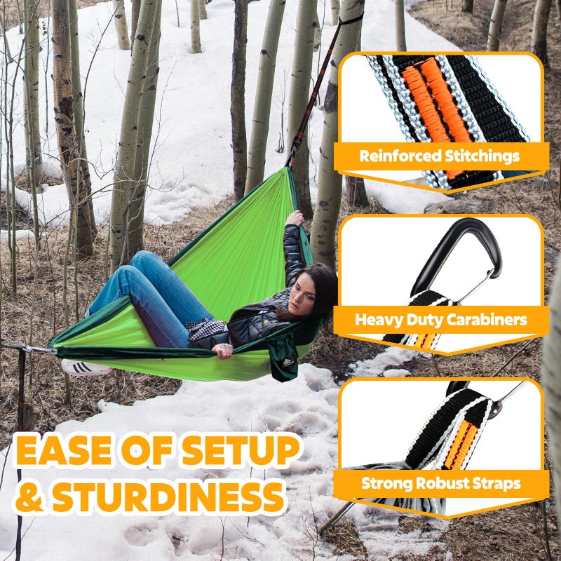NATUREFUN Ultra-Light Travel Camping Hammock | 300kg Load Capacity,(300x200cm) Breathable,Quick-Drying Parachute Nylon | 2 x Premium Carabiners,2 x Nylon Slings Included | for Outdoor Indoor Garden - Image 5