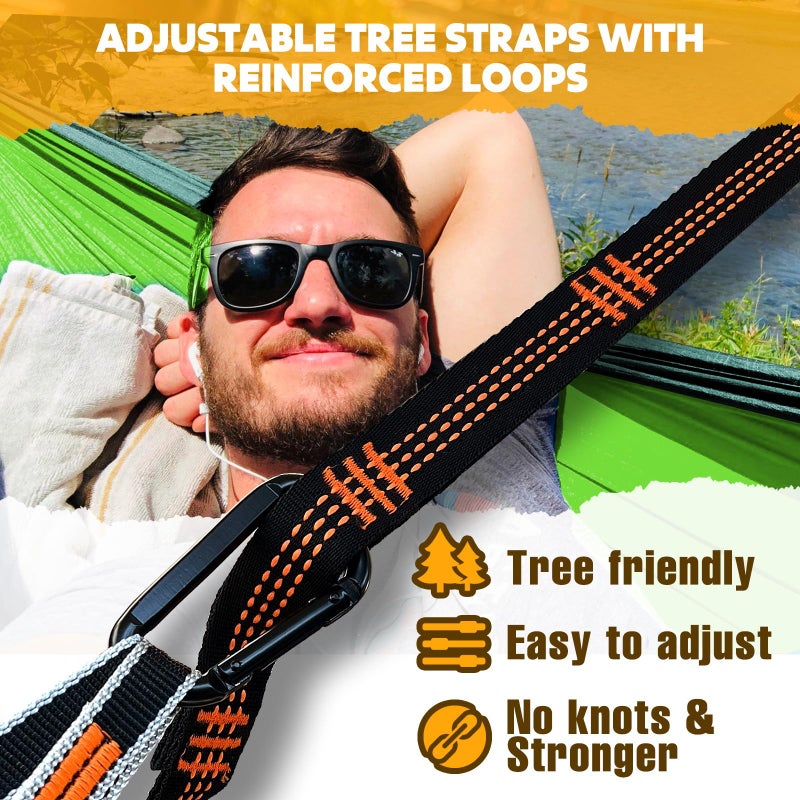 NATUREFUN Ultra-Light Travel Camping Hammock | 300kg Load Capacity,(300x200cm) Breathable,Quick-Drying Parachute Nylon | 2 x Premium Carabiners,2 x Nylon Slings Included | for Outdoor Indoor Garden - Image 3