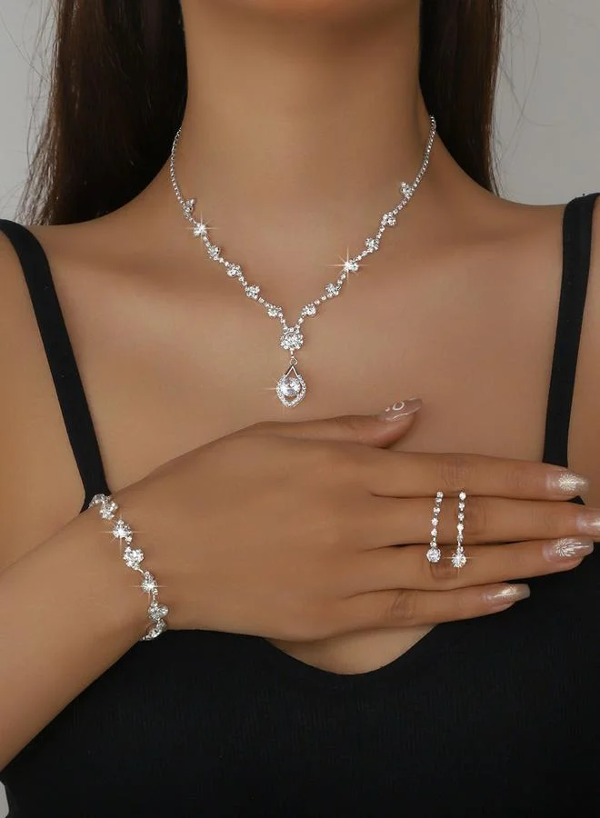 تايك تو Take Two Embellished Rhinestone Necklace, Earrings and Bracelet Set