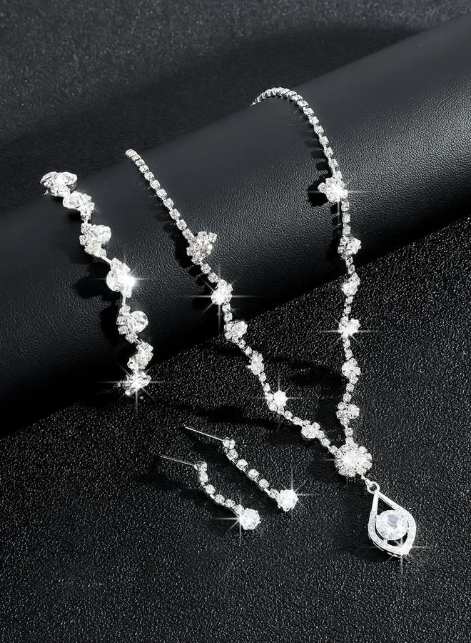 تايك تو Take Two Embellished Rhinestone Necklace, Earrings and Bracelet Set