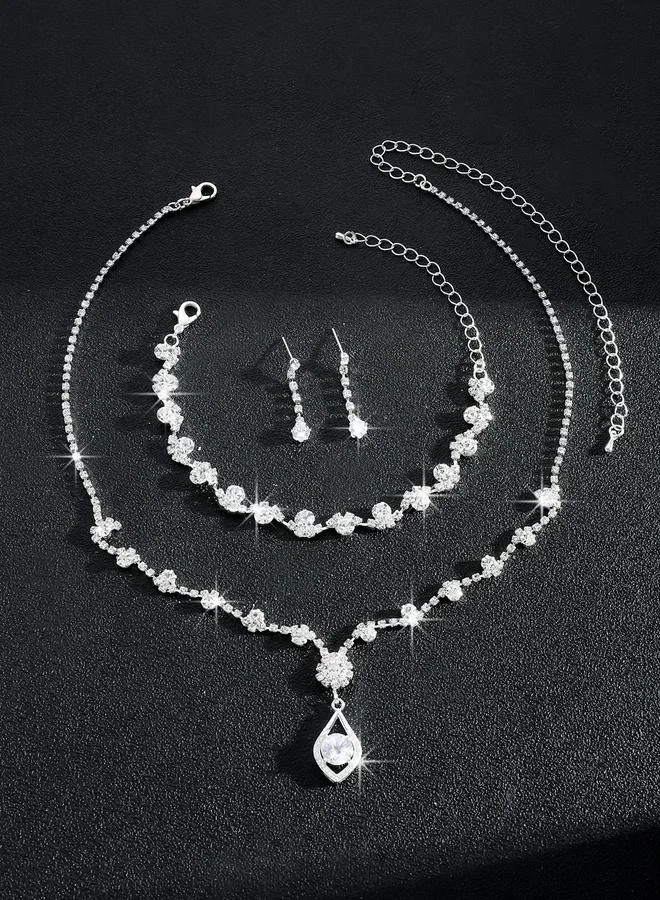 Take Two Take Two Embellished Rhinestone Necklace, Earrings and Bracelet Set