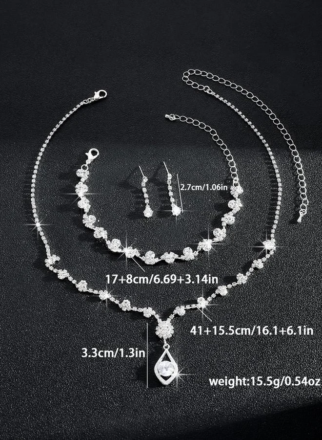 Take Two Take Two Embellished Rhinestone Necklace, Earrings and Bracelet Set