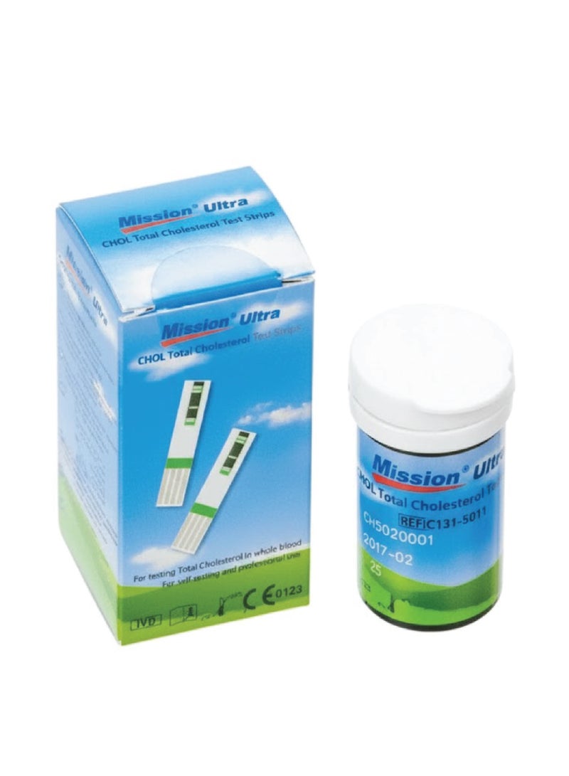 Mission 25-Piece Ultra Cholesterol Test Strips – Compatible Home Cholesterol Monitoring Device – Accurate & Fast Results - Image 1