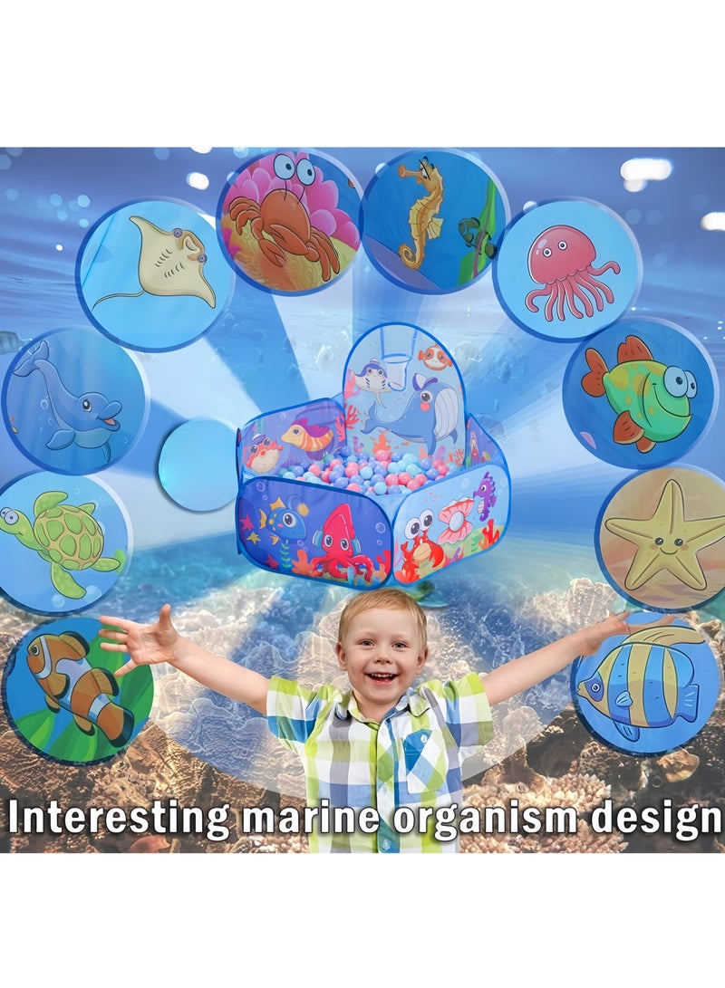 Foldable Play Tent,Ocean Ball Pit Pool For Kids, Ocean World Children's Ball Pool with shooting hoop, Pop Up Play Tent ,Six sides are cloth more reinforced(Ocean World ) - Image 4