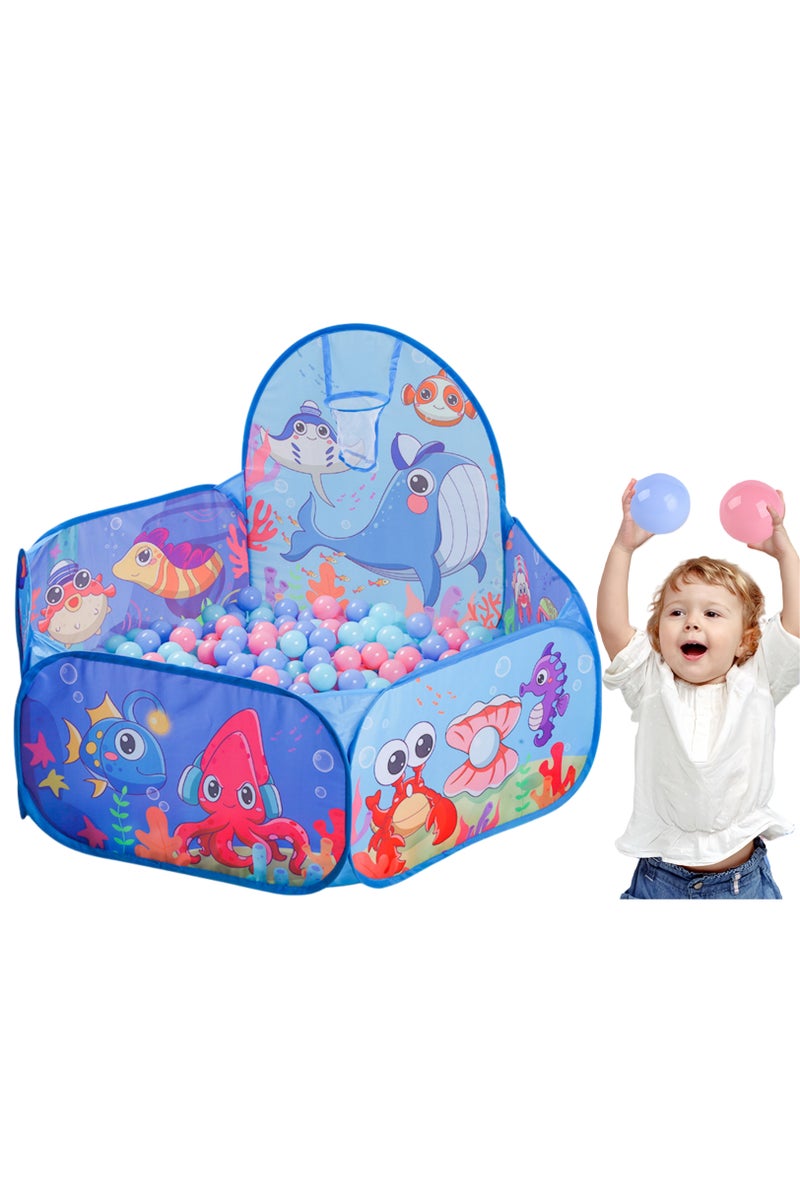 Foldable Play Tent,Ocean Ball Pit Pool For Kids, Ocean World Children's Ball Pool with shooting hoop, Pop Up Play Tent ,Six sides are cloth more reinforced(Ocean World ) - Image 1