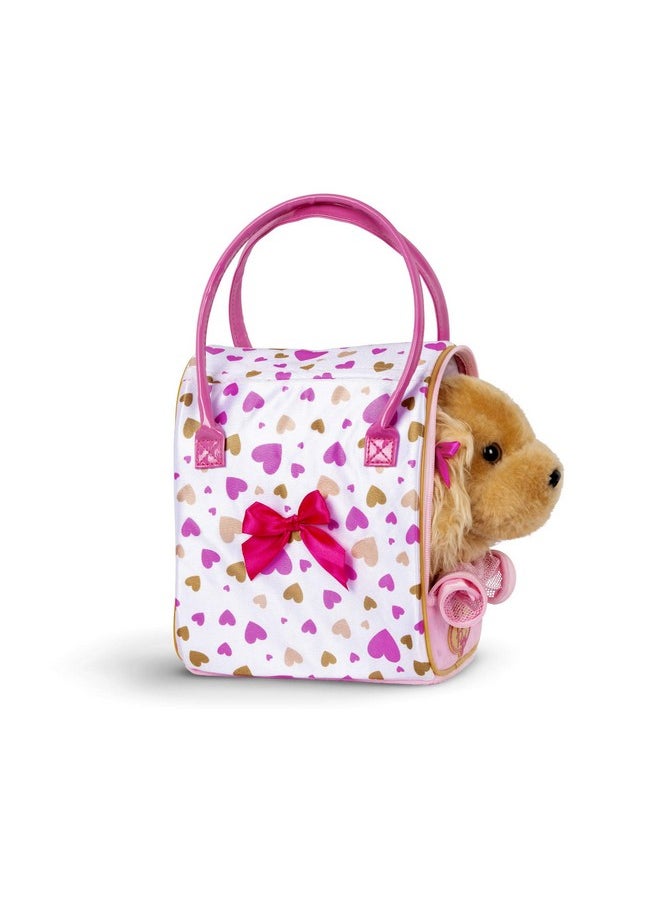 Pucci Pups Pucci Pups - Gold & Pink Heart Print Glam Bag w/Cocker Spaniel, 8 inches  - Image 5