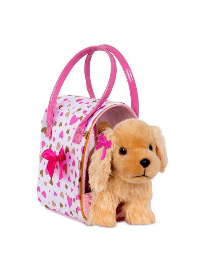 Pucci Pups Pucci Pups - Gold & Pink Heart Print Glam Bag w/Cocker Spaniel, 8 inches  - Image 2