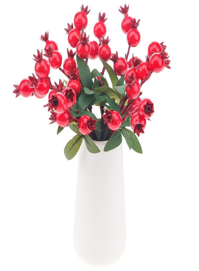 Quancru 10pcs Realistic Mini Fake Pomegranate Branches Artificial Christmas Holly Berry Stem DIY Decoration Vase Bouquet Home Wedding Party - Image 3