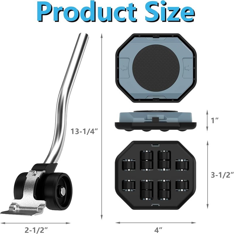 ONEON Furniture Lift Mover Tool, Heavy Duty Furniture Lifter and Movers Set with Sliders - Easily Move Heavy Items on Hardwood Flooring and Carpet (Grey Blue) - Image 5