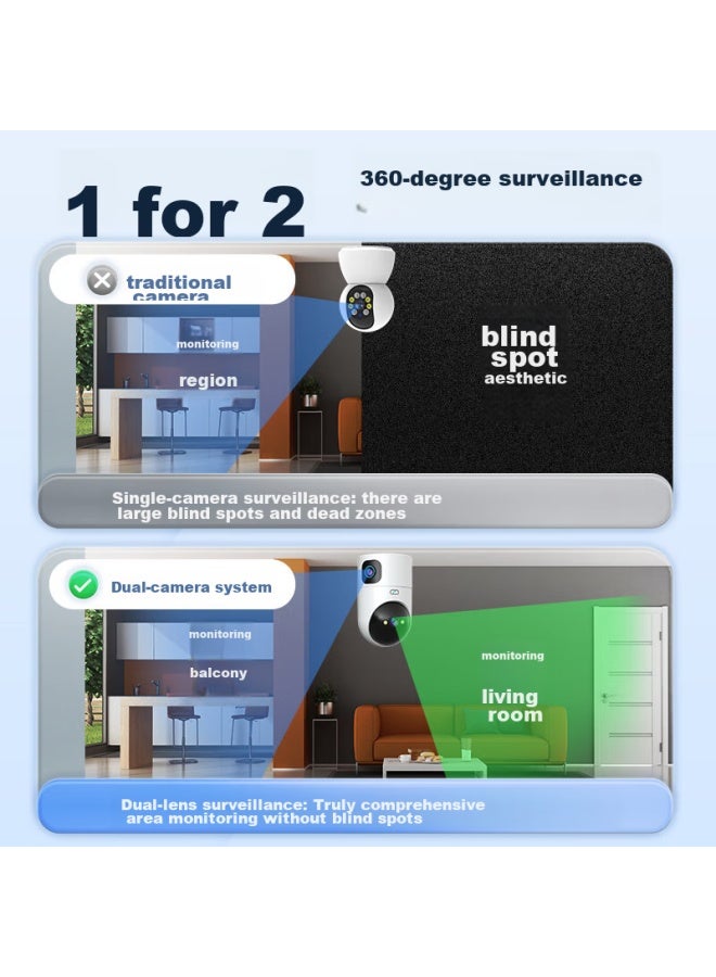 Jooan Jiaoan Camera Surveillance, Wireless Wifi Network, High-definition Night Vision, 360-degree Panoramic, Rotating Ptz, No Blind Spots, Indoor Home Use, Remote Monitoring Via Smartphone, Two-way Audio - Image 1