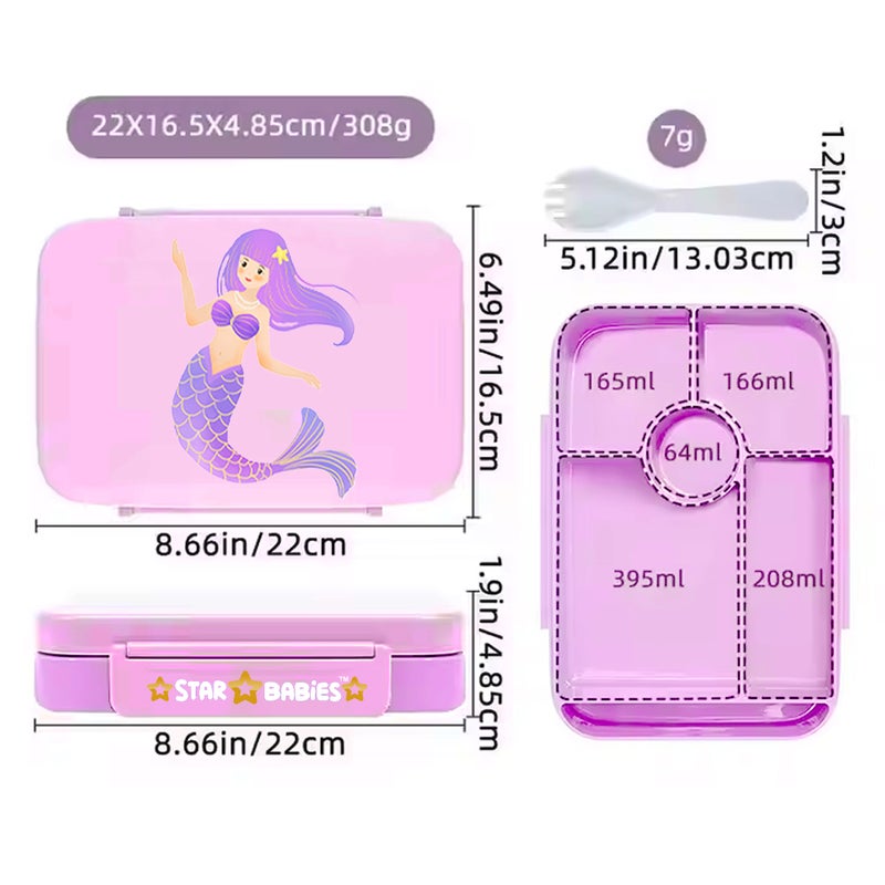 STAR BABiES ستار بيبيز - صندوق غداء بنتو مع 4 أقسام - حورية البحر - لافندر - Image 3
