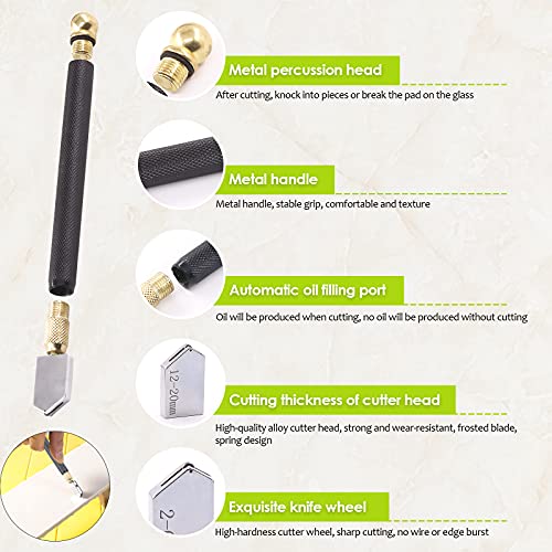 Keadic Glass Cutting Tool Set Contains Glass Running Pliers, 2mm-20mm Oil Feed Carbide Tip with 3 Bonus Blades, Calibrated Portable Circular Glass Cutter for Mirrors Windows Mosaic Stained Glass - Image 5
