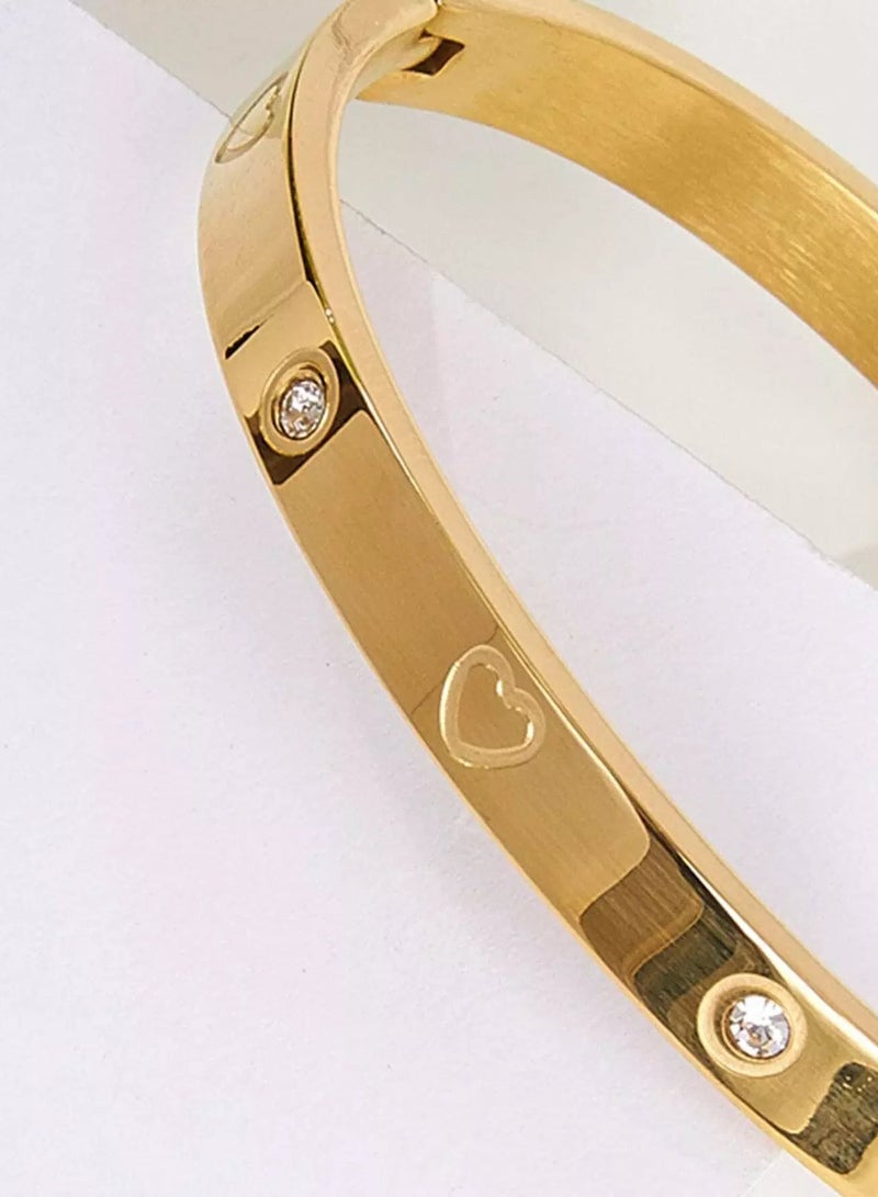 Rhinestone Decor Heart Detail Bangle  - Image 3
