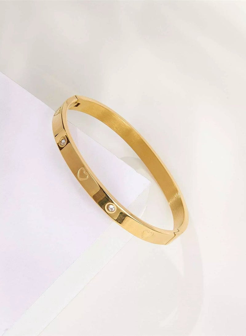 Rhinestone Decor Heart Detail Bangle  - Image 2