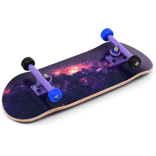 Teak Tuning 34mm Pro Fingerboard Heat Transfer Graphic Complete - Fully Assembled with Pro Level Parts - Pro Shaped Wood Deck (34x97mm), UltraSpin Wheels, Prodigy Trucks - Galaxy - Image 2