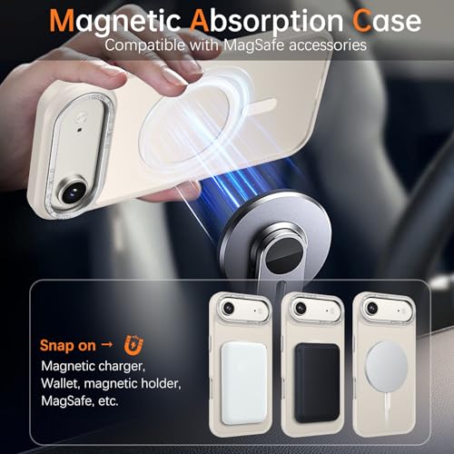 YINLAI for iPhone Air Case 6.5-inch,Magnetic Compatible with MagSafe, Slim Matte Anti-Fingerprint, Shockproof Full Body Military Grade Protection for iPhone Air Cover, Light Gold - Image 3