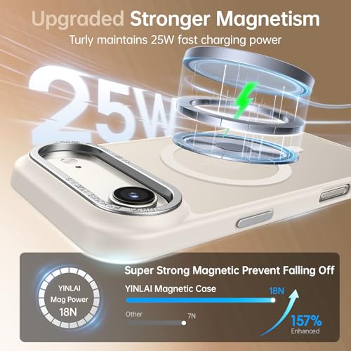 YINLAI for iPhone Air Case 6.5-inch,Magnetic Compatible with MagSafe, Slim Matte Anti-Fingerprint, Shockproof Full Body Military Grade Protection for iPhone Air Cover, Light Gold - Image 2