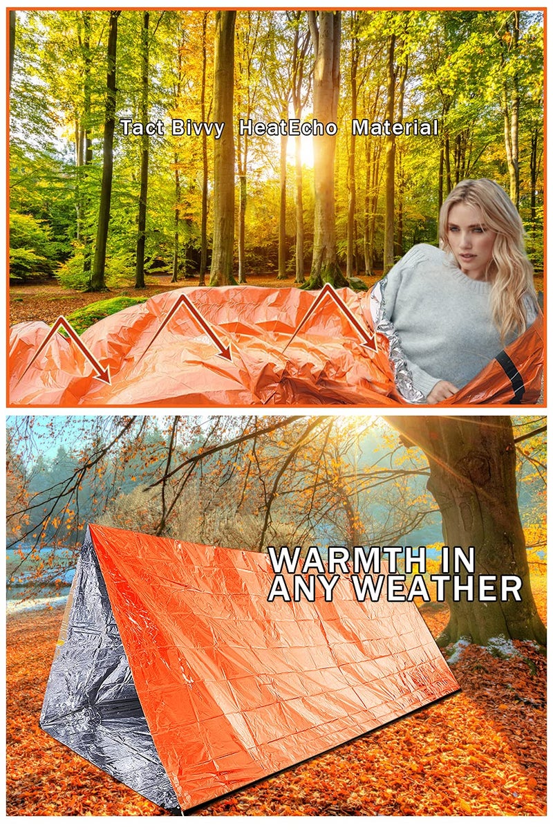 Zmoon Emergency Sleeping Bag 2 Pack Lightweight Survival Thermal Bivy Sack Portable Blanket for Camping, Hiking, Outdoor, Activities (Orange) - Image 3