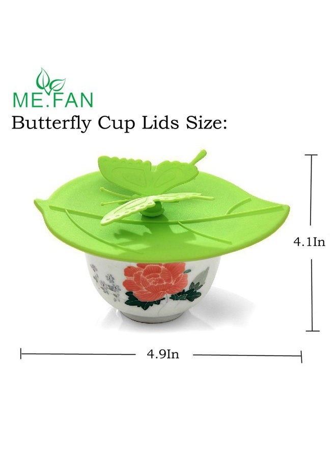 ME.FAN Silicone Cup Lids - Creative Butterfly Mug Cover From - Anti-dust Airtight Seal Silicone Drink Cup Lids - Hot Cup Lids 6 Set In Bright Colors - Image 2