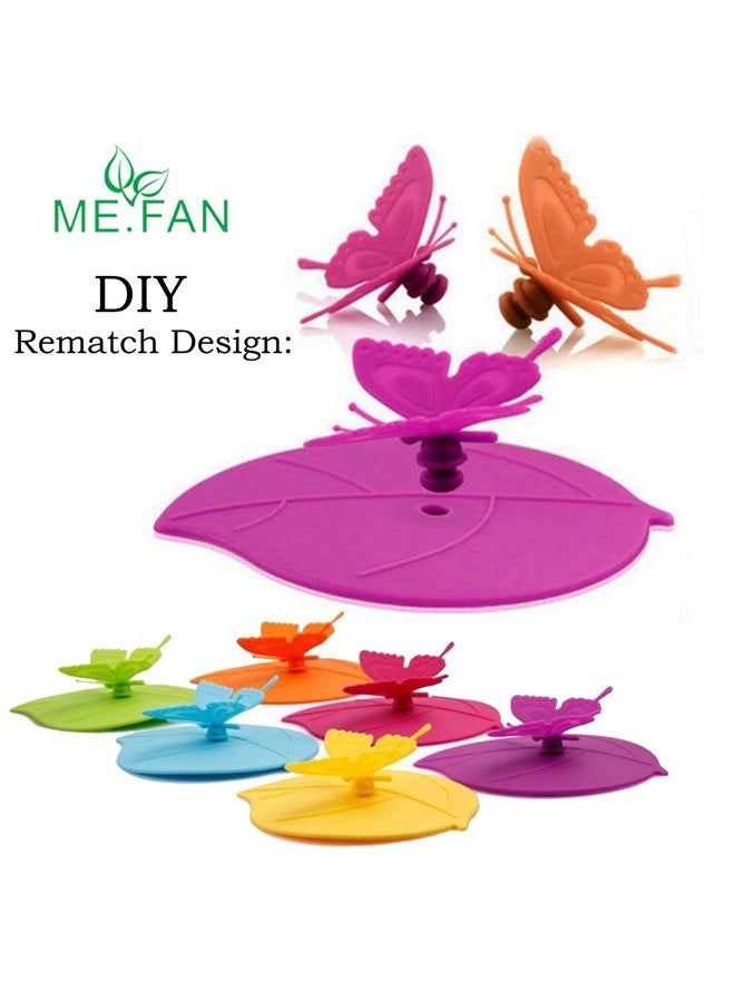 ME.FAN Silicone Cup Lids - Creative Butterfly Mug Cover From - Anti-dust Airtight Seal Silicone Drink Cup Lids - Hot Cup Lids 6 Set In Bright Colors - Image 4