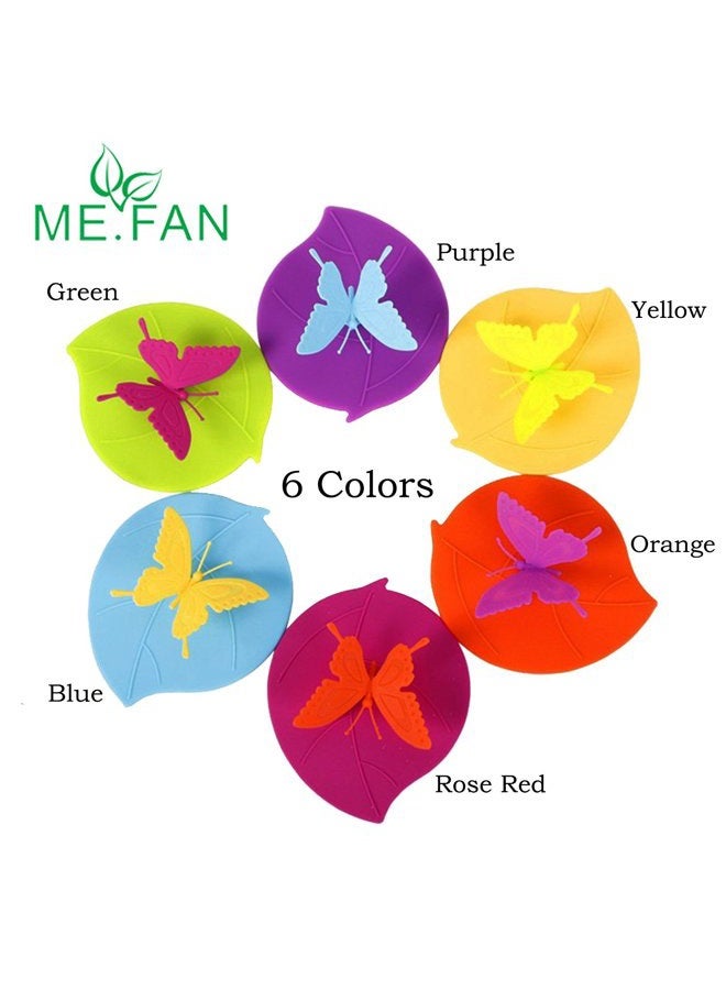 ME.FAN Silicone Cup Lids - Creative Butterfly Mug Cover From - Anti-dust Airtight Seal Silicone Drink Cup Lids - Hot Cup Lids 6 Set In Bright Colors - Image 3