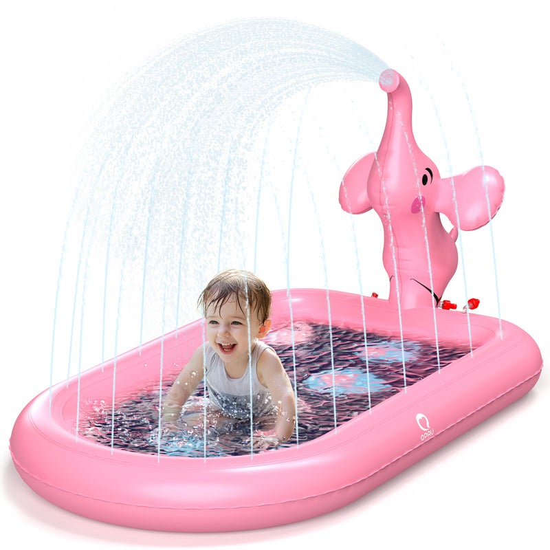 QPAU Splash Pads for Toddlers 13 Pink Elephant Toy Splash Pad for Kids Outdoor Play Mat for Babies Inflatable Sprinkler Pool for Birthday Girl Gifts 1 Year Old Girl - Image 2