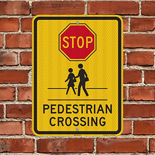 SmartSign "Stop - Pedestrian Crossing" Sign | 18" x 24" 3M High Intensity Grade Reflective Aluminum - Image 4