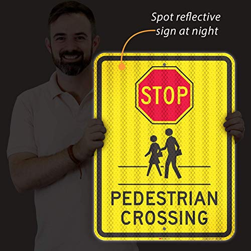 SmartSign "Stop - Pedestrian Crossing" Sign | 18" x 24" 3M High Intensity Grade Reflective Aluminum - Image 5