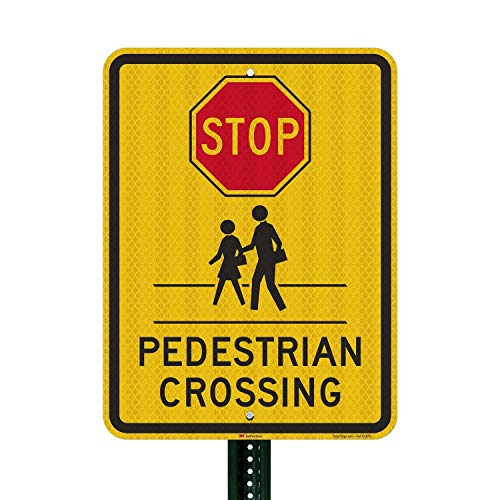 SmartSign "Stop - Pedestrian Crossing" Sign | 18" x 24" 3M High Intensity Grade Reflective Aluminum - Image 3