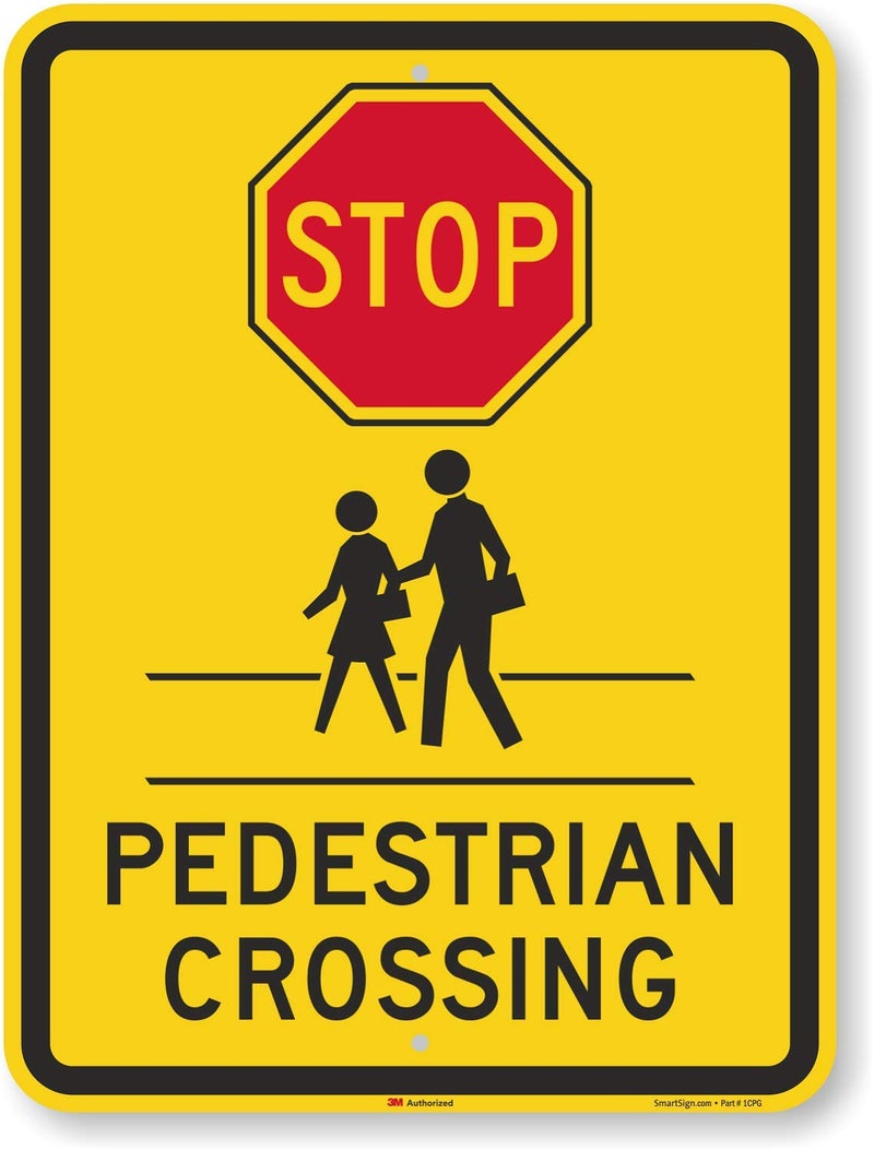SmartSign "Stop - Pedestrian Crossing" Sign | 18" x 24" 3M High Intensity Grade Reflective Aluminum - Image 1