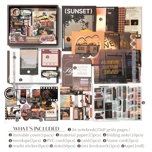 OFFIGIFT Scrapbook Supplies Kit Vintage Junk journaling Supplies Scrapbooking Kit with Aesthetic Ephemera Stickers Stationary Set Bullet Journaling Kit Collage Craft Supplies Gift for Adults Women Starter - Image 3