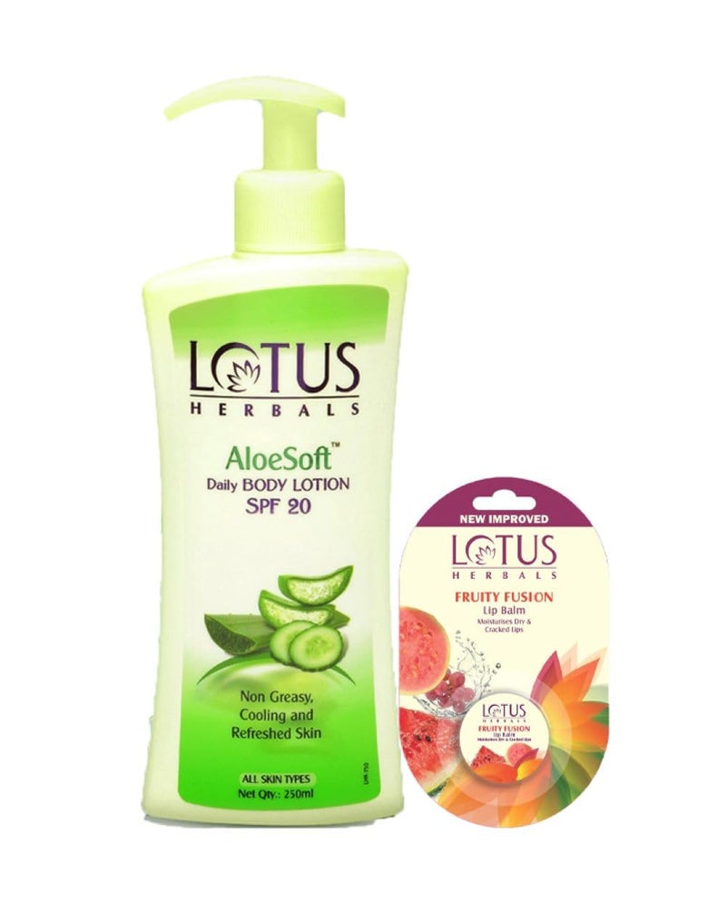 LOTUS HERBALS Lotus Herbals Winter Kit Aloesoft Daily Body Lotion_250ml  Lip BalmFruity Fusion_5g  Set Of 2 