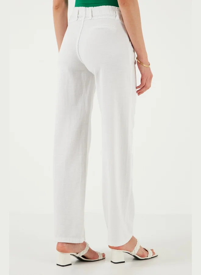 Lela  Lela Cotton Standard Fit High Waist Wide Leg Trousers Women's Pants 668YP5193 for Women | Best Price UAE