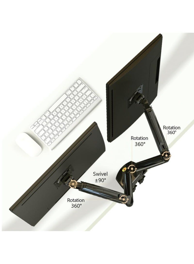 ان بي ايرجونوميك حامل مكتب مزدوج للشاشات من NB ERGONOMIC – ذراع نابض غازي لشاشات 17''–27'' – دوران وميل وتدوير بحركة كاملة – سعة تحميل 4.4–19.8 رطل لكل شاشة – ذراع مراقبة حاسوب موفر للمساحة – متوافق مع VESA 75/100، F160 - Image 4
