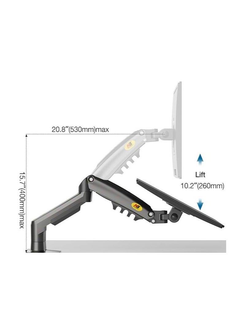 ان بي ايرجونوميك حامل مكتب مزدوج للشاشات من NB ERGONOMIC – ذراع نابض غازي لشاشات 17''–27'' – دوران وميل وتدوير بحركة كاملة – سعة تحميل 4.4–19.8 رطل لكل شاشة – ذراع مراقبة حاسوب موفر للمساحة – متوافق مع VESA 75/100، F160 - Image 3