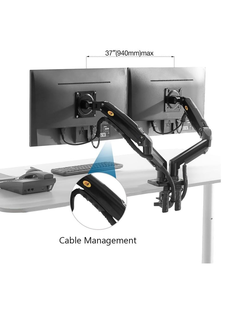ان بي ايرجونوميك حامل مكتب مزدوج للشاشات من NB ERGONOMIC – ذراع نابض غازي لشاشات 17''–27'' – دوران وميل وتدوير بحركة كاملة – سعة تحميل 4.4–19.8 رطل لكل شاشة – ذراع مراقبة حاسوب موفر للمساحة – متوافق مع VESA 75/100، F160 - Image 5