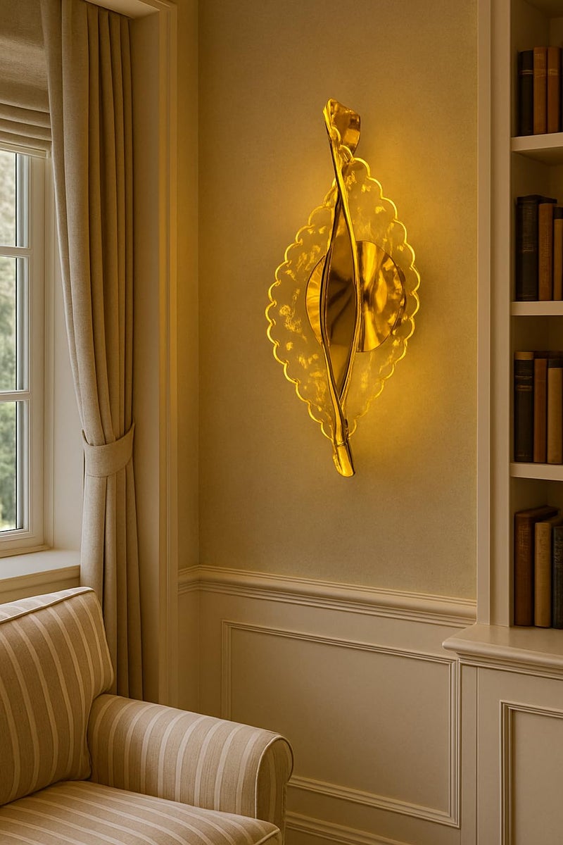 kinis Elegant Gold Finish Wall Light Designer Accent Lamp for Living Spaces/Modern Style Energy Saving Led Wall Lamps for Bedroom/Led Wall Scone for Home/Bar/Kitchen/Restaurants - Image 1