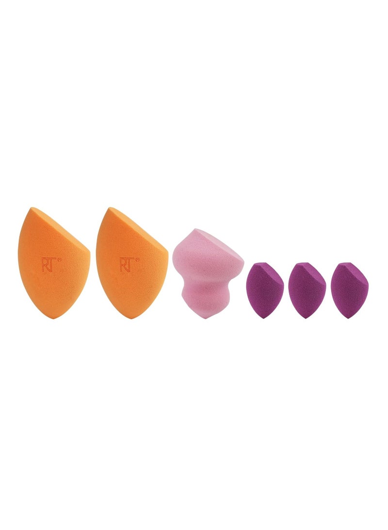 REAL TECHNIQUES 6 Miracle Complexion Assorted Beauty Sponges Makeup Blender, For Blending & Sculpting, Full Coverage, Professional Makeup Tool, Cruelty Free, Vegan, Latex Free Multicolour - Image 5