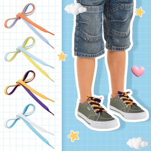 Solsew 4 Pair Dual Colored Tying Aid Learning Shoelaces Learn to Tie Shoelaces for Early Learning Teaching Educational(Blue Series) - Image 5