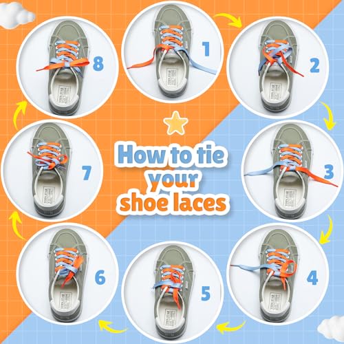Solsew 4 Pair Dual Colored Tying Aid Learning Shoelaces Learn to Tie Shoelaces for Early Learning Teaching Educational(Blue Series) - Image 4
