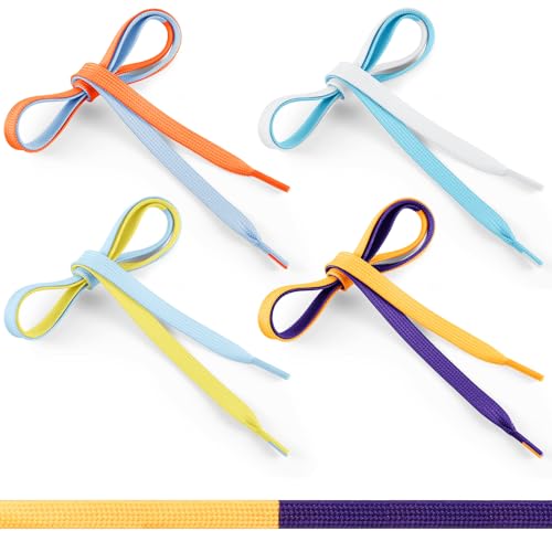 Solsew 4 Pair Dual Colored Tying Aid Learning Shoelaces Learn to Tie Shoelaces for Early Learning Teaching Educational(Blue Series) - Image 1